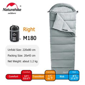 Naturehike Winter Sleeping Bag Ultralight (Color: Grey - M180-Right)