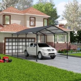 Metal Carport 10 ×15 FT Heavy Duty with Galvanized Steel Roof, Metal Garage Canopy with Galvanized Steel Roof & Frame (Color: as picture)