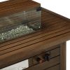 57" Propane Fire Pit Table, 50,000BTU Outdoor Gas Fire Pit, 2 in 1 Rectangular Firepit Tabletop w/ Lid, Wind Guard, Glass Beads, Aluminum