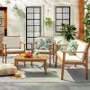Patio Furniture 4 Piece Outdoor Acacia Wood