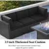 Outdoor Sectional 8 Piece Patio Furniture Set with 44-Inch Propane Gas Fireplace Table Outdoor Wicker Rattan Sofa