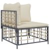 5 Piece Patio Lounge Set with Cushions Anthracite Poly Rattan