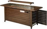 57" Propane Fire Pit Table, 50,000BTU Outdoor Gas Fire Pit, 2 in 1 Rectangular Firepit Tabletop w/ Lid, Wind Guard, Glass Beads, Aluminum