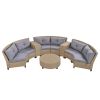 [VIDEO provided] 6 - Person Fan-shaped Rattan Suit Combination with Cushions and Table,Suitable for Garden