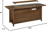 57" Propane Fire Pit Table, 50,000BTU Outdoor Gas Fire Pit, 2 in 1 Rectangular Firepit Tabletop w/ Lid, Wind Guard, Glass Beads, Aluminum