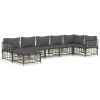 7 Piece Patio Lounge Set with Cushions Anthracite Poly Rattan